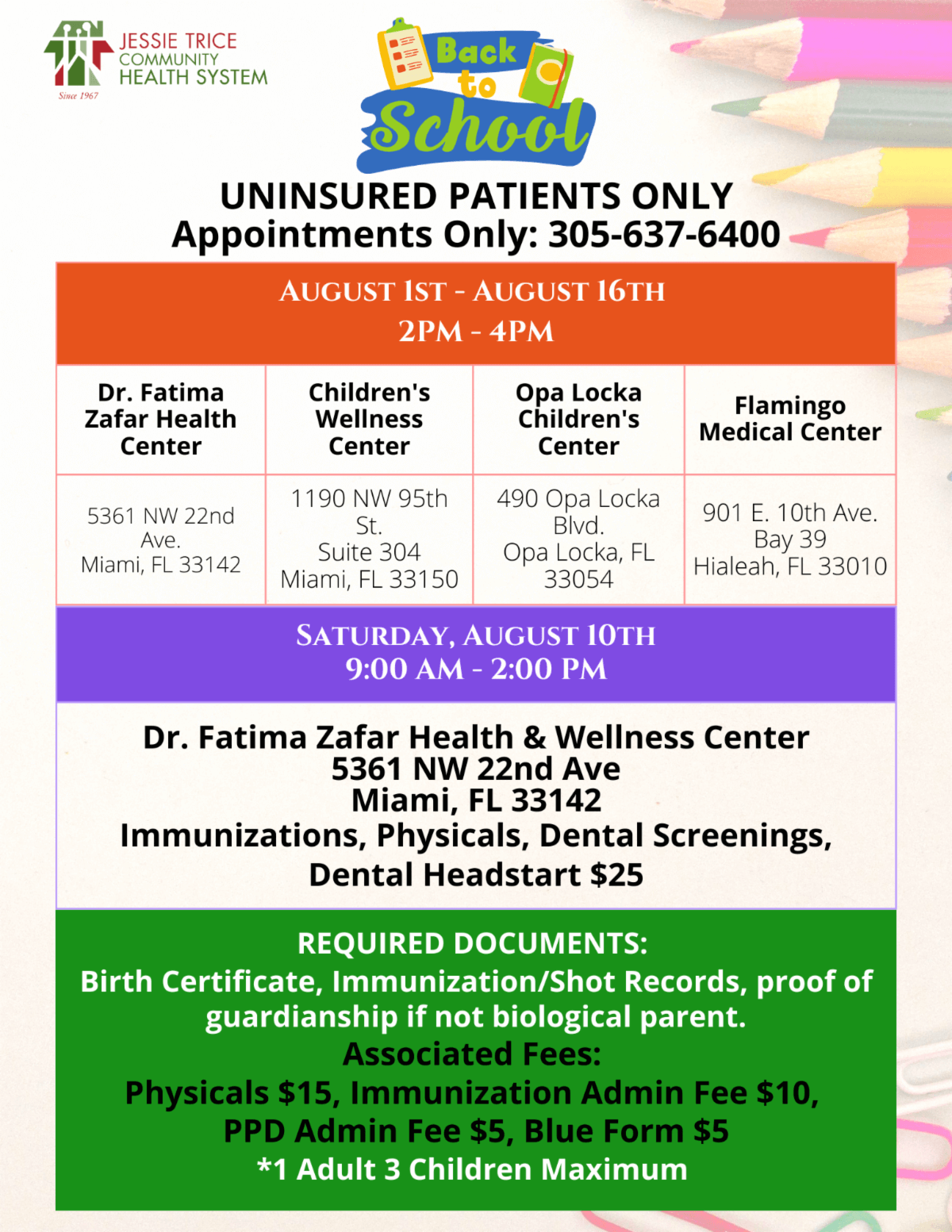 Back to School Uninsured Patients